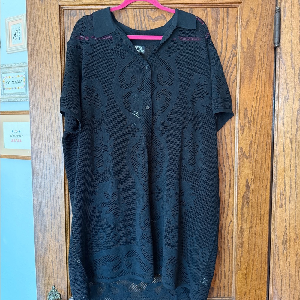 Black Sheer Button-Up dress